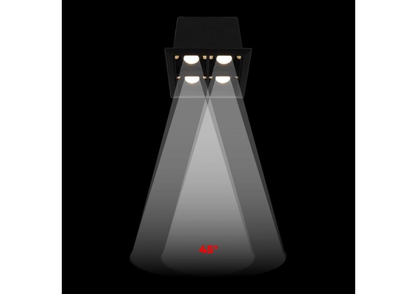 Spot LED encastrable carré 8W-4 lumières-UGR18-IRC90-Puce OSRAM-Noir - B1217-8W-N-270 - Barcelona LED