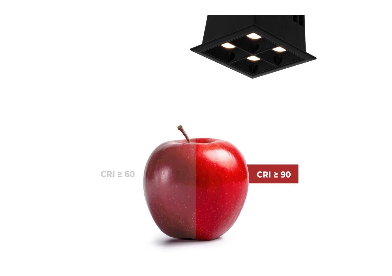 Spot LED encastrable carré 8W-4 lumières-UGR18-IRC90-Puce OSRAM-Noir - B1217-8W-N-270 - Barcelona LED