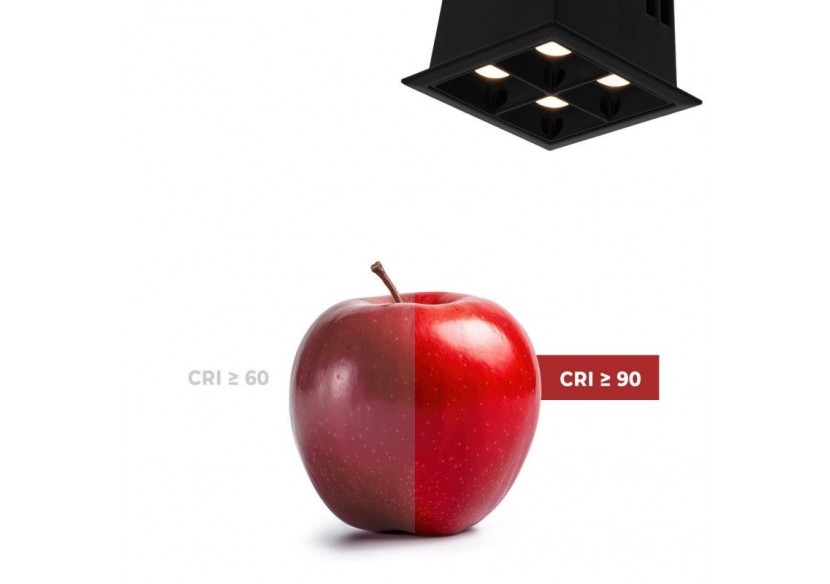 Spot LED encastrable carré 8W-4 lumières-UGR18-IRC90-Puce OSRAM-Noir - B1217-8W-N-270 - Barcelona LED