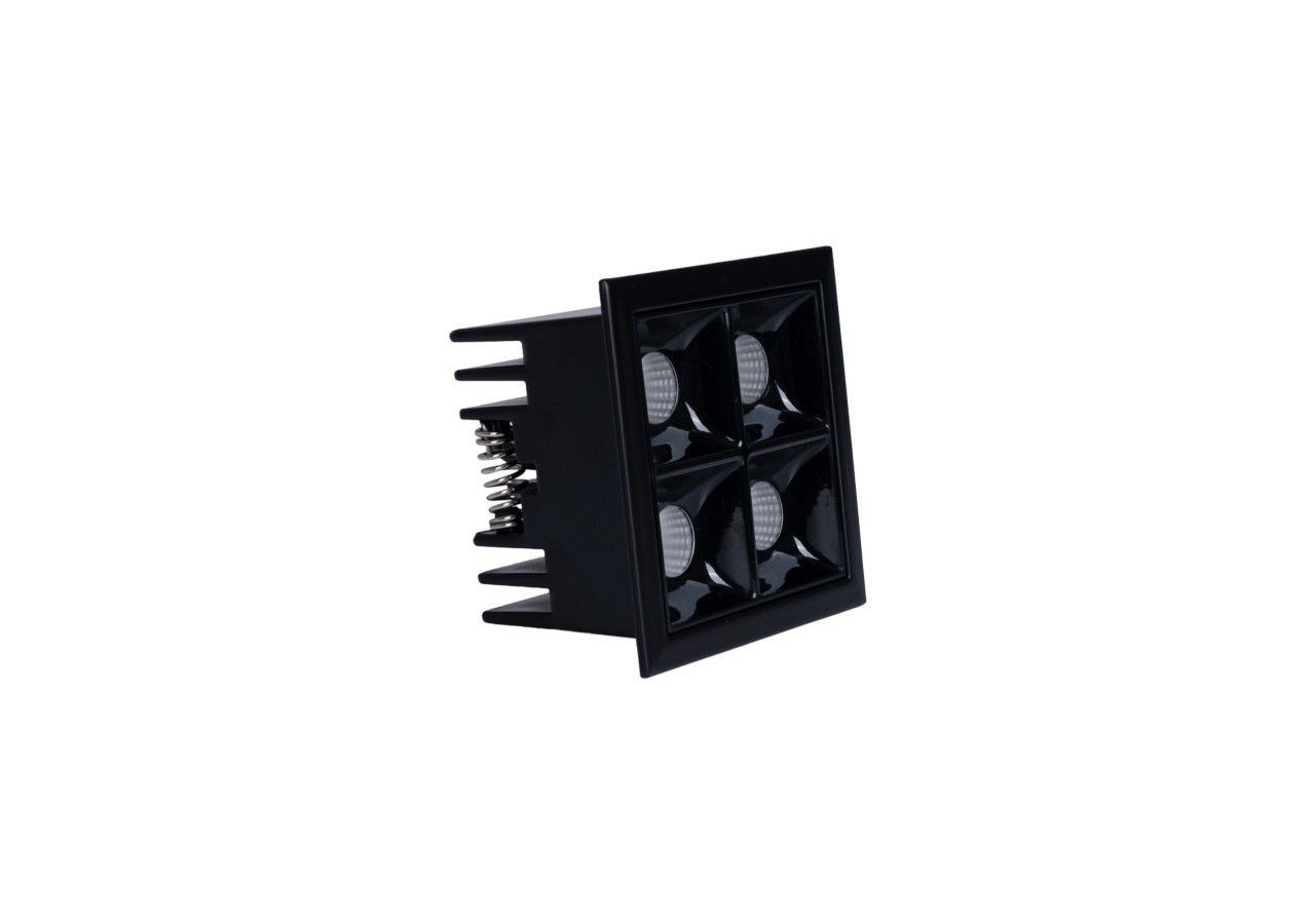 Spot LED encastrable carré 8W-4 lumières-UGR18-IRC90-Puce OSRAM-Noir - B1217-8W-N-270 - Barcelona LED