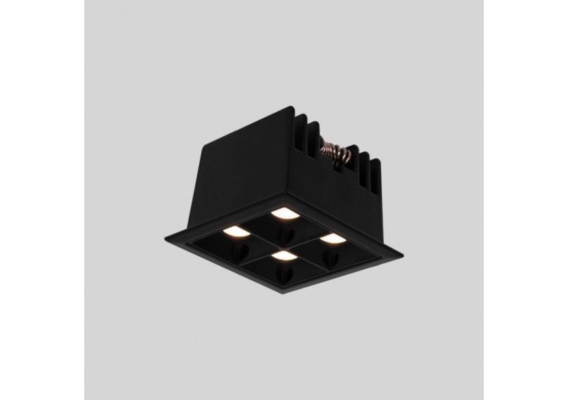 Spot LED encastrable carré 8W-4 lumières-UGR18-IRC90-Puce OSRAM-Noir - B1217-8W-N-270 - Barcelona LED