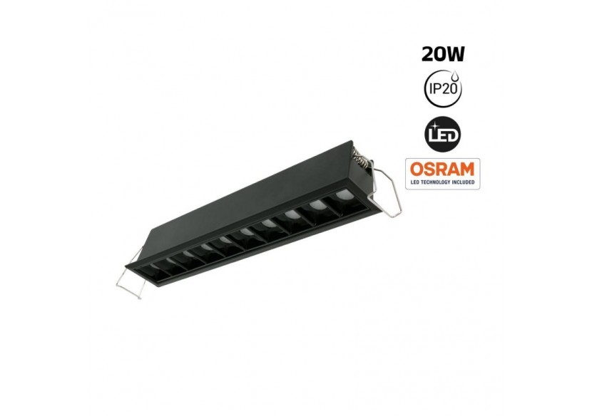 Spot linéaire LED encastré 20W-UGR18-IRC90-Puce OSRAM-Noir - B1218-20W-N-270 - Barcelona LED
