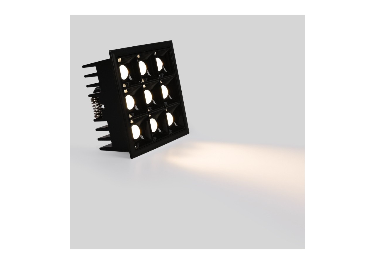 Spot LED encastrable carré 18W-9 lumières-UGR18-IRC90-Puce OSRAM-Noir - B1217-18W-N-270 - Barcelona LED