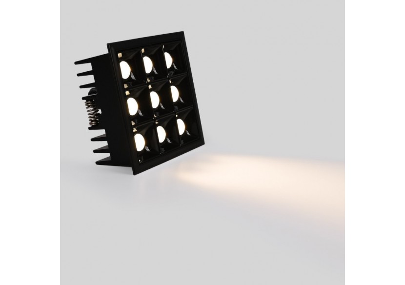 Spot LED encastrable carré 18W-9 lumières-UGR18-IRC90-Puce OSRAM-Noir - B1217-18W-N-270 - Barcelona LED