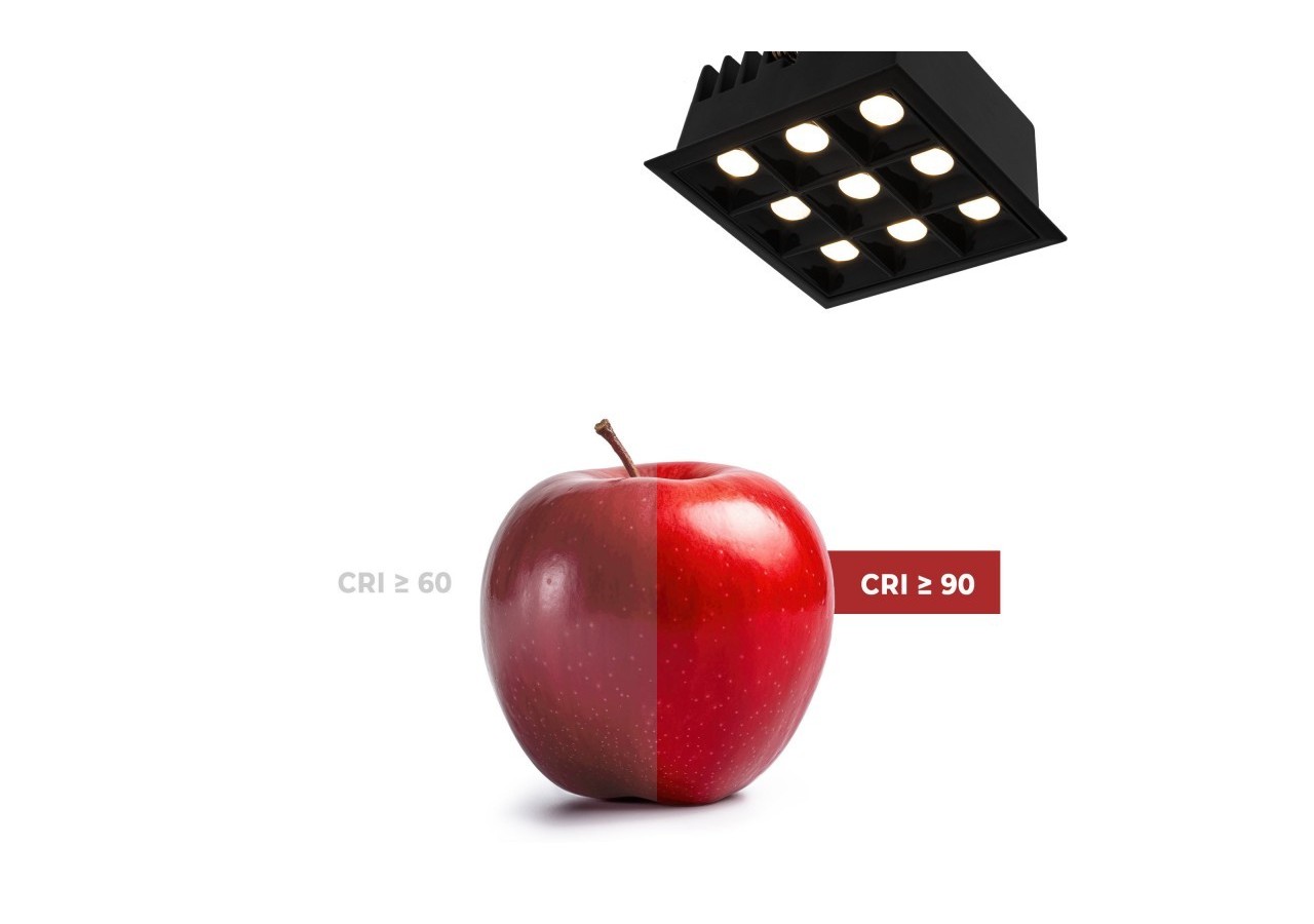 Spot LED encastrable carré 18W-9 lumières-UGR18-IRC90-Puce OSRAM-Noir - B1217-18W-N-270 - Barcelona LED