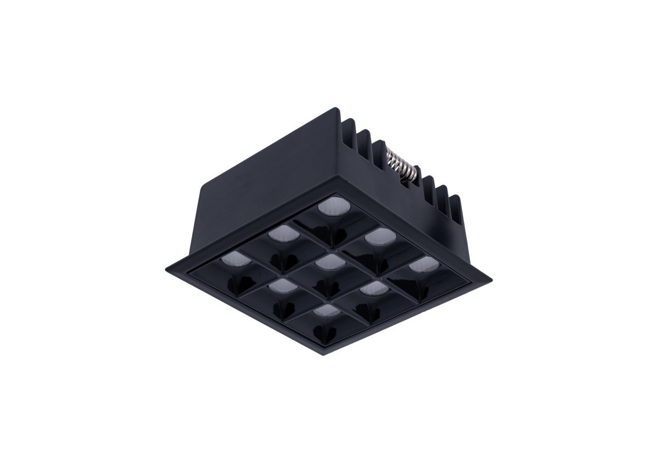 Spot LED encastrable carré 18W-9 lumières-UGR18-IRC90-Puce OSRAM-Noir - B1217-18W-N-270 - Barcelona LED