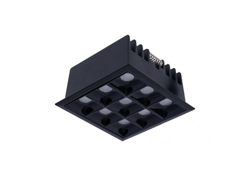 Spot LED encastrable carré 18W-9 lumières-UGR18-IRC90-Puce OSRAM-Noir - B1217-18W-N-270 - Barcelona LED