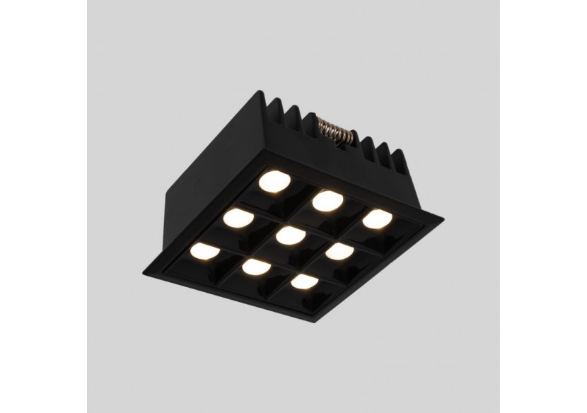 Spot LED encastrable carré 18W-9 lumières-UGR18-IRC90-Puce OSRAM-Noir - B1217-18W-N-270 - Barcelona LED