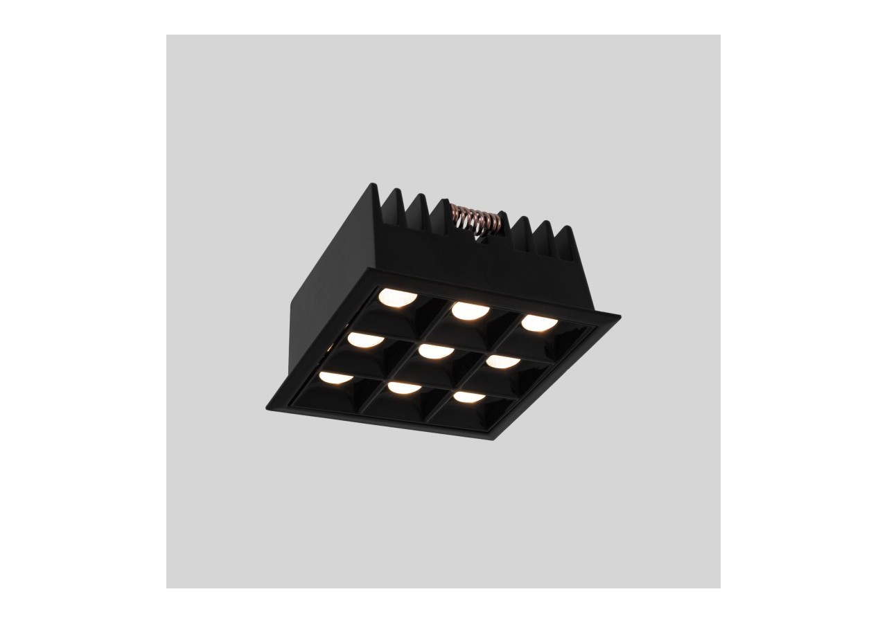 Spot LED encastrable carré 18W-9 lumières-UGR18-IRC90-Puce OSRAM-Noir - B1217-18W-N-270 - Barcelona LED