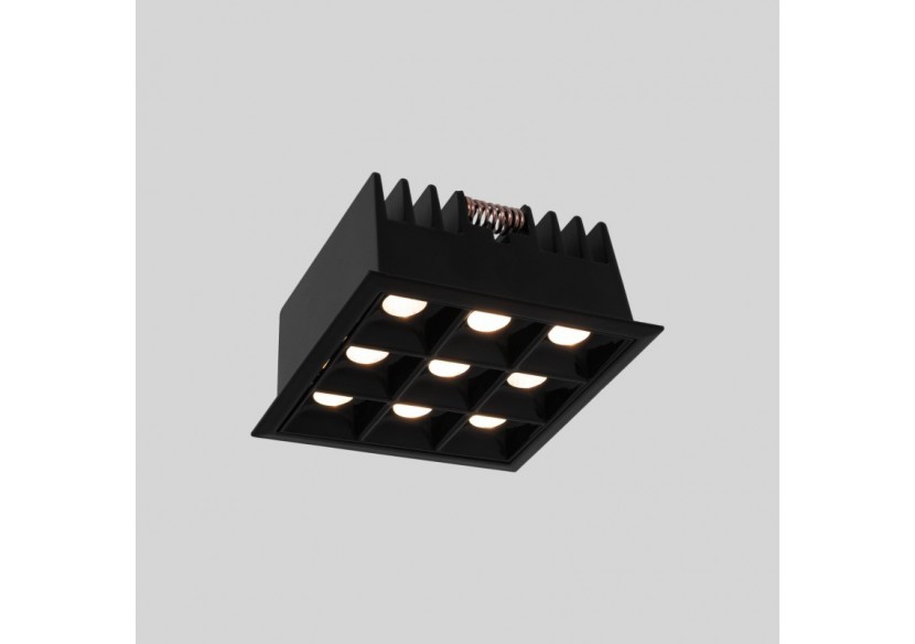Spot LED encastrable carré 18W-9 lumières-UGR18-IRC90-Puce OSRAM-Noir - B1217-18W-N-270 - Barcelona LED