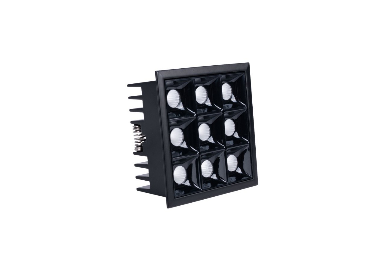 Spot LED encastrable carré 18W-9 lumières-UGR18-IRC90-Puce OSRAM-Noir - B1217-18W-N-270 - Barcelona LED