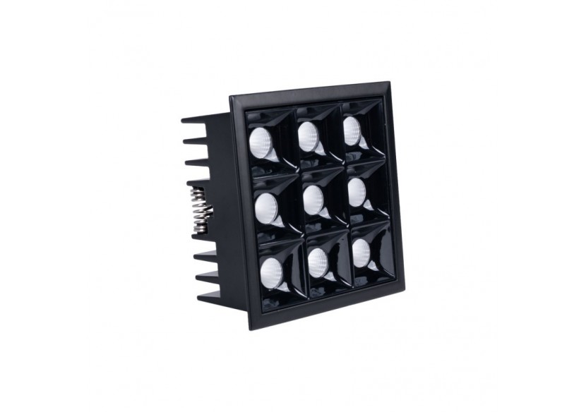 Spot LED encastrable carré 18W-9 lumières-UGR18-IRC90-Puce OSRAM-Noir - B1217-18W-N-270 - Barcelona LED
