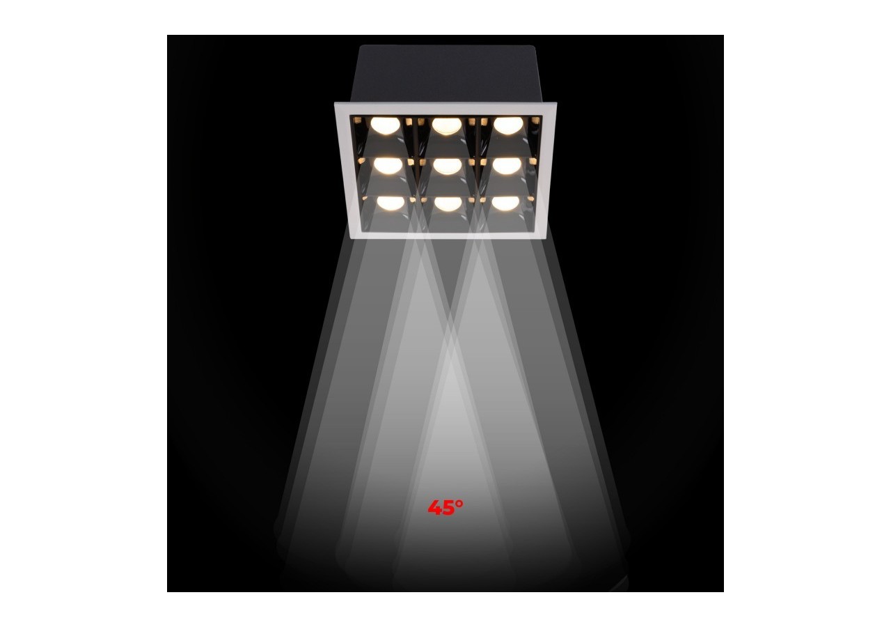 Spot LED encastrable carré 18W-9 lumières-UGR18-IRC90-Puce OSRAM-Blanc - B1217-18W-B-270 - Barcelona LED