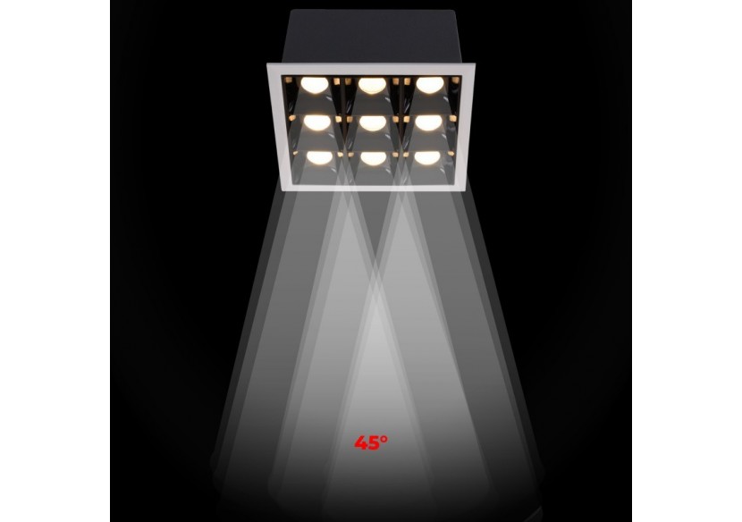 Spot LED encastrable carré 18W-9 lumières-UGR18-IRC90-Puce OSRAM-Blanc - B1217-18W-B-270 - Barcelona LED