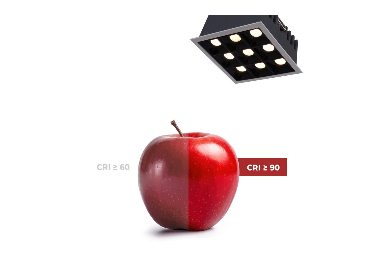 Spot LED encastrable carré 18W-9 lumières-UGR18-IRC90-Puce OSRAM-Blanc - B1217-18W-B-270 - Barcelona LED