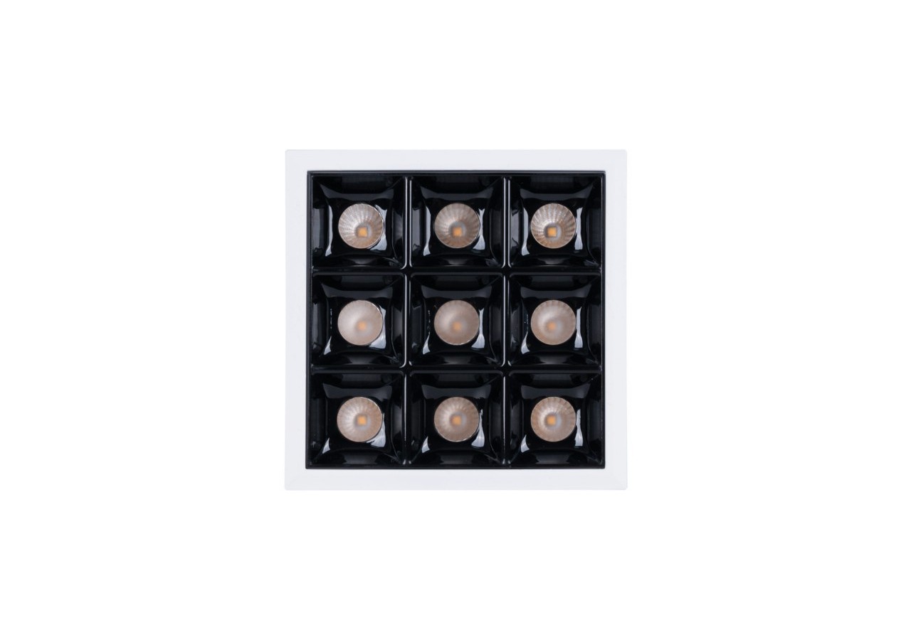 Spot LED encastrable carré 18W-9 lumières-UGR18-IRC90-Puce OSRAM-Blanc - B1217-18W-B-270 - Barcelona LED