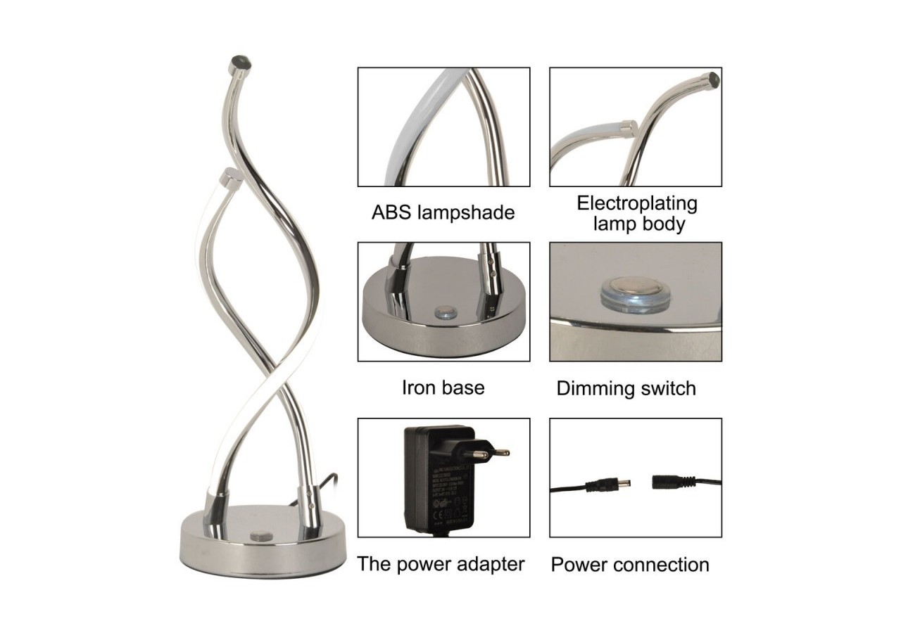 Lampe à poser LED "HELIX-T" 8W Dimmable - L3025-M-BC - Barcelona LED