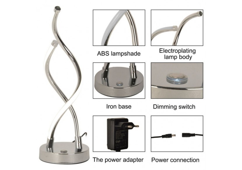 Lampe à poser LED "HELIX-T" 8W Dimmable - L3025-M-BC - Barcelona LED