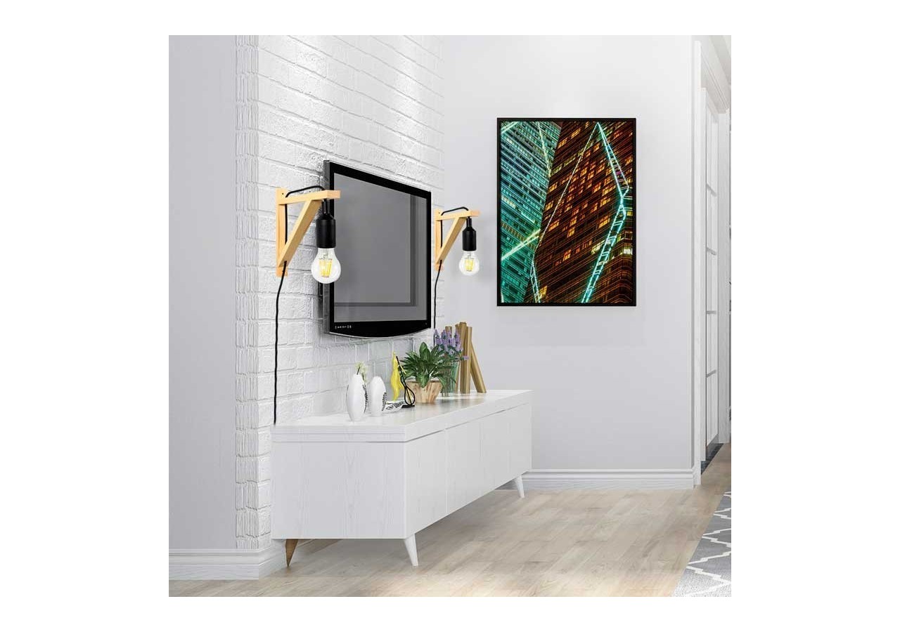 Applique scandinave murale "YOJO"-Cadre en bois et suspension en silicone - LN123-N - Barcelona LED