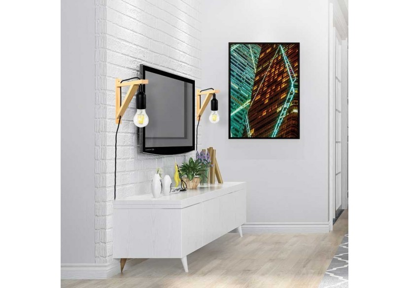 Applique scandinave murale "YOJO"-Cadre en bois et suspension en silicone - LN123-N - Barcelona LED