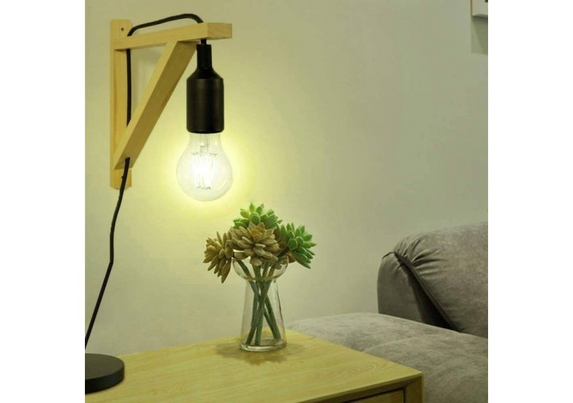 Applique scandinave murale "YOJO"-Cadre en bois et suspension en silicone - LN123-N - Barcelona LED