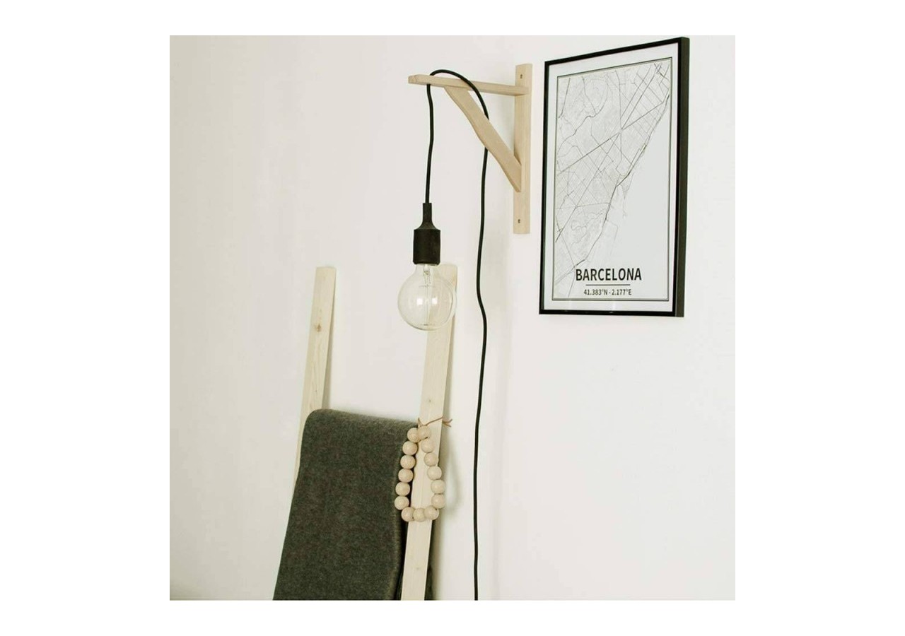 Applique scandinave murale "YOJO"-Cadre en bois et suspension en silicone - LN123-N - Barcelona LED