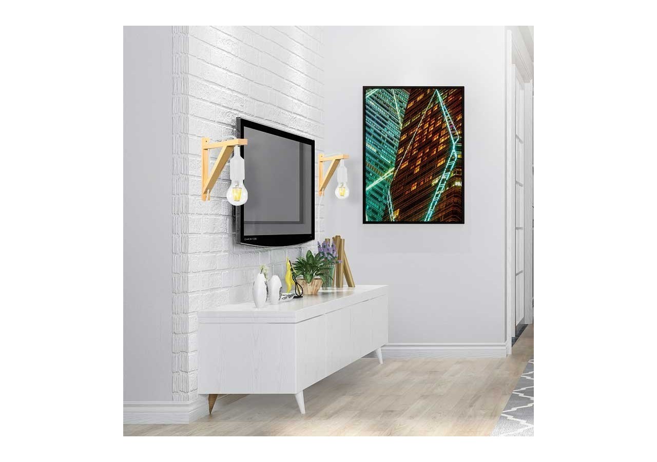 Applique scandinave murale "YOJO"-Cadre en bois et suspension en silicone - LN123-B - Barcelona LED