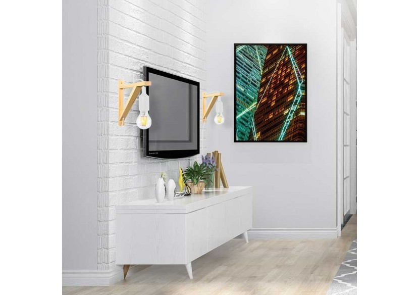 Applique scandinave murale "YOJO"-Cadre en bois et suspension en silicone - LN123-B - Barcelona LED