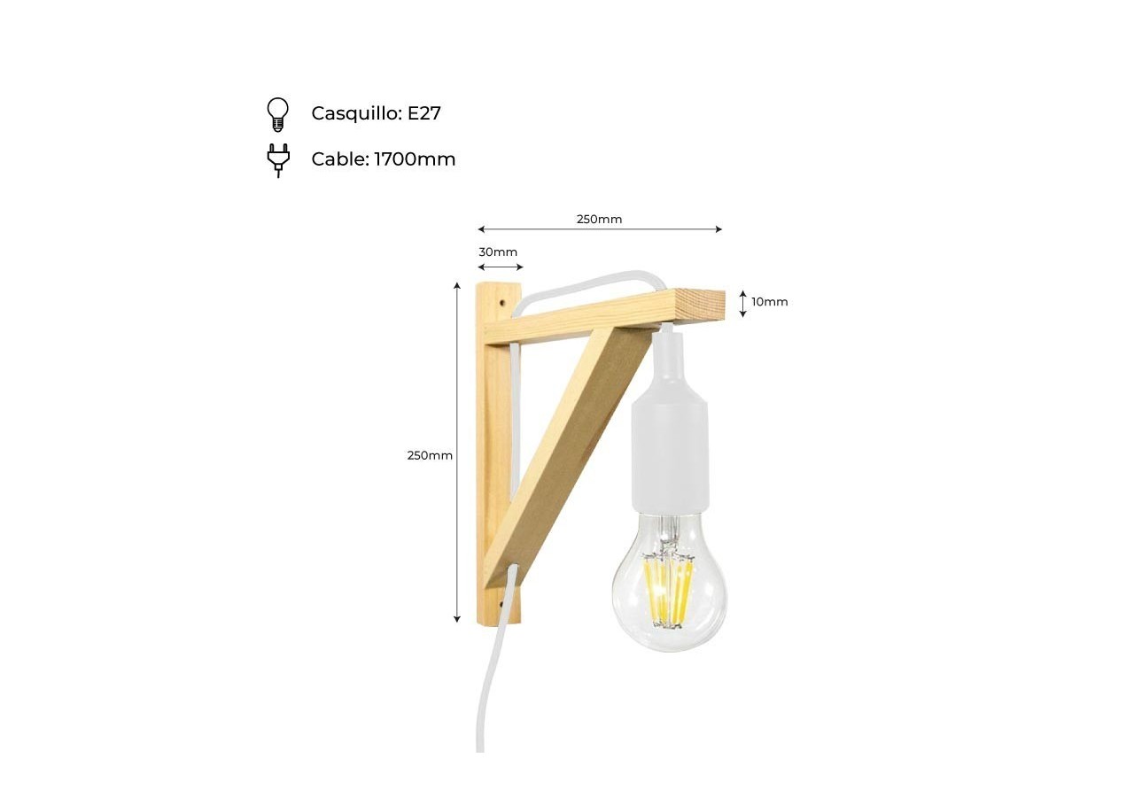 Applique scandinave murale "YOJO"-Cadre en bois et suspension en silicone - LN123-B - Barcelona LED