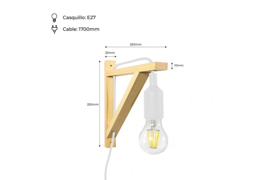 Applique scandinave murale "YOJO"-Cadre en bois et suspension en silicone - LN123-B - Barcelona LED