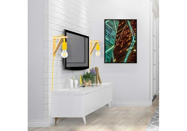 Applique scandinave murale "YOJO"-Cadre en bois et suspension en silicone - LN123-AM - Barcelona LED 2