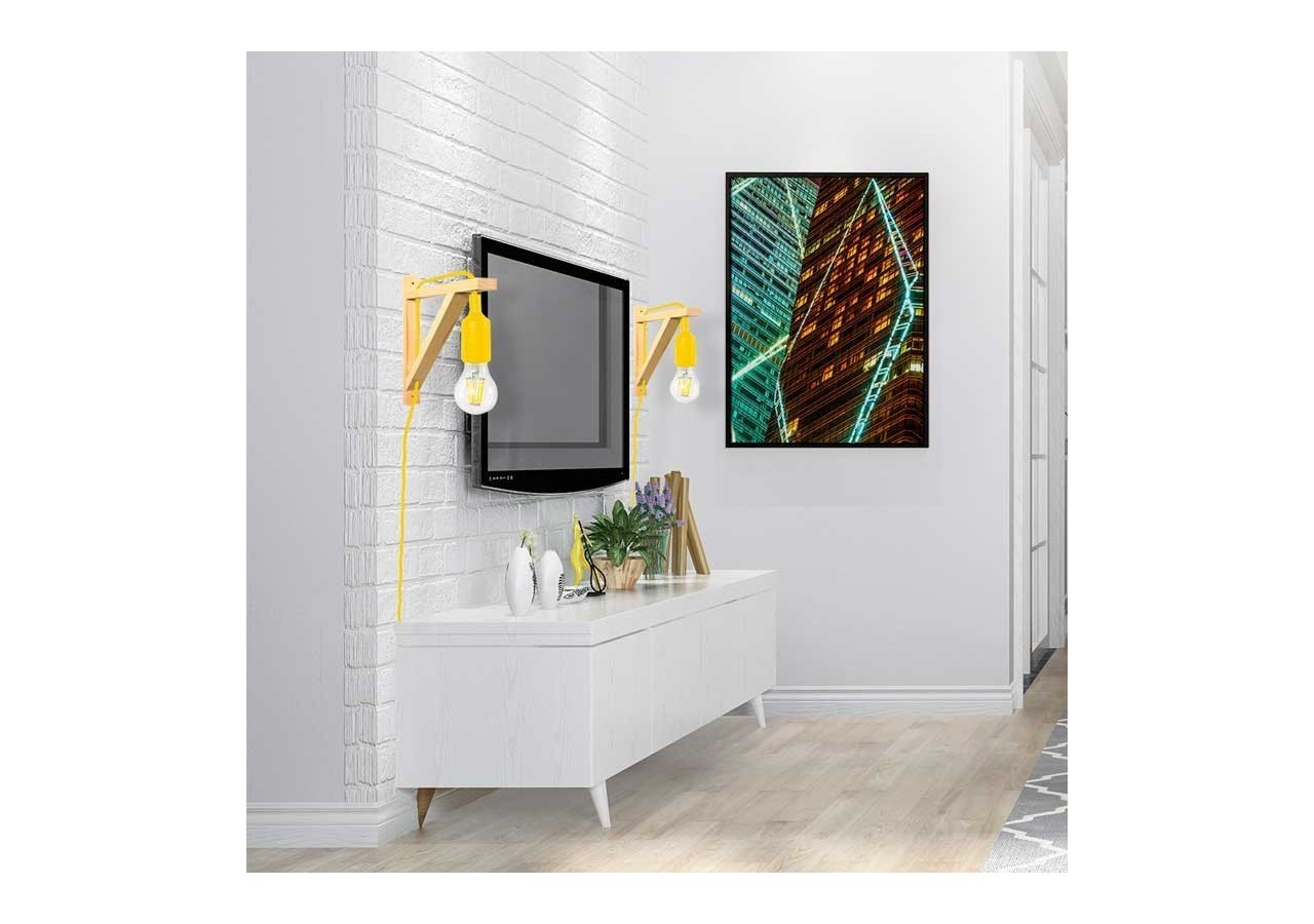 Applique scandinave murale "YOJO"-Cadre en bois et suspension en silicone - LN123-AM - Barcelona LED