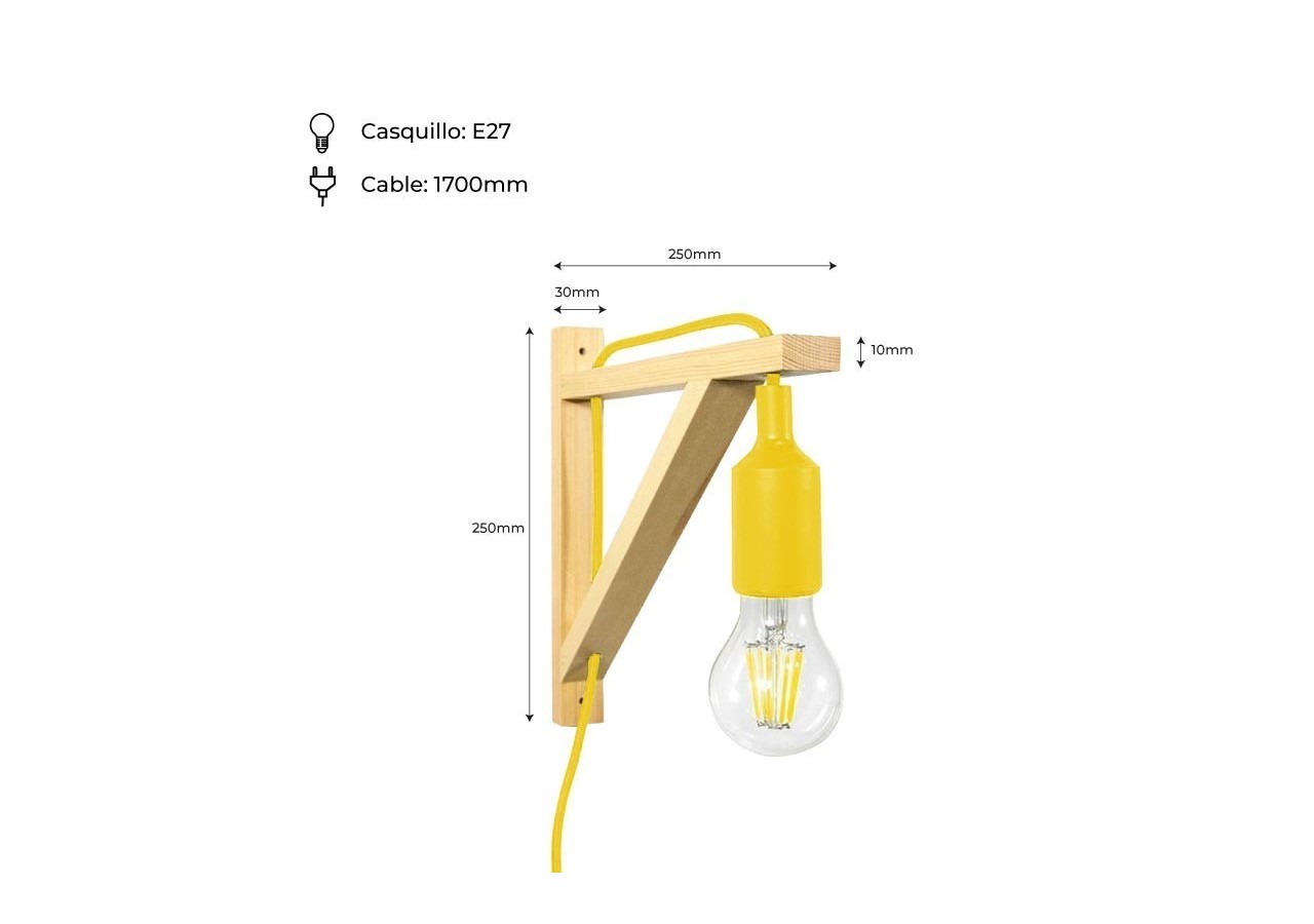 Applique scandinave murale "YOJO"-Cadre en bois et suspension en silicone - LN123-AM - Barcelona LED