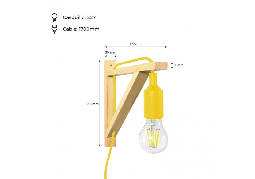 Applique scandinave murale "YOJO"-Cadre en bois et suspension en silicone - LN123-AM - Barcelona LED