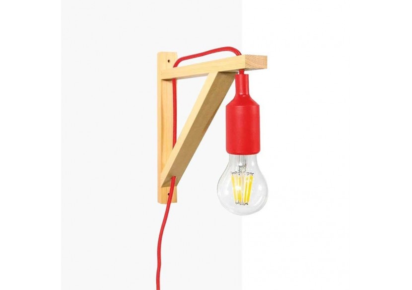 Applique scandinave murale "YOJO"-Cadre en bois et suspension en silicone - LN123-R - Barcelona LED