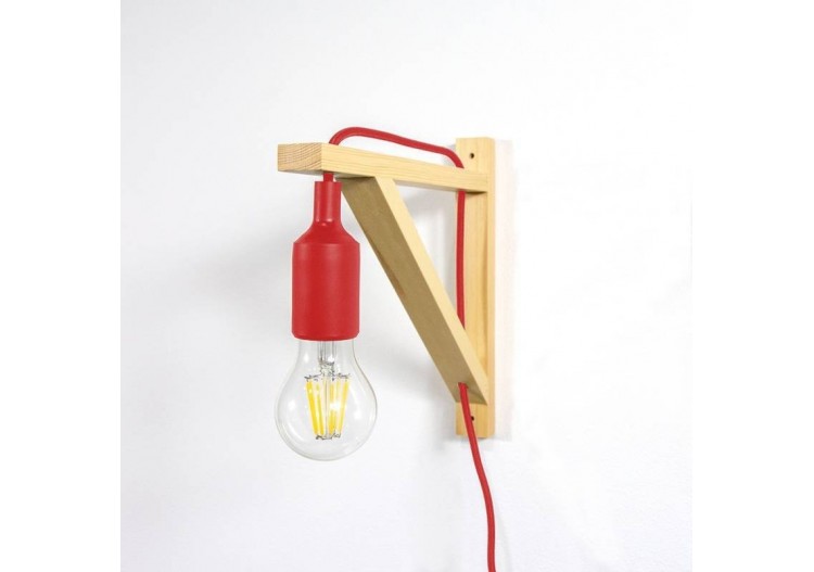 Applique scandinave murale "YOJO"-Cadre en bois et suspension en silicone - LN123-R - Barcelona LED 2