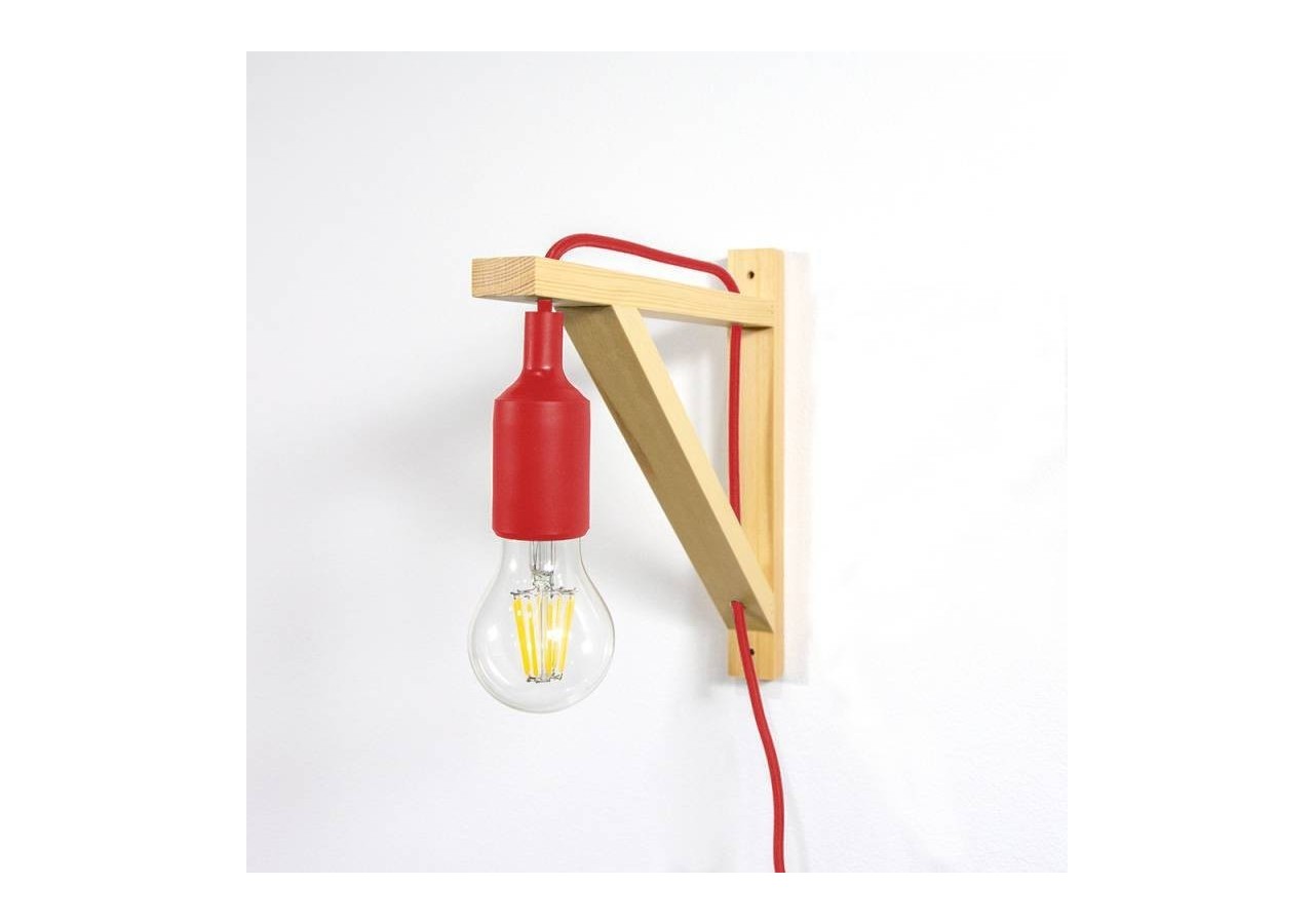 Applique scandinave murale "YOJO"-Cadre en bois et suspension en silicone - LN123-R - Barcelona LED