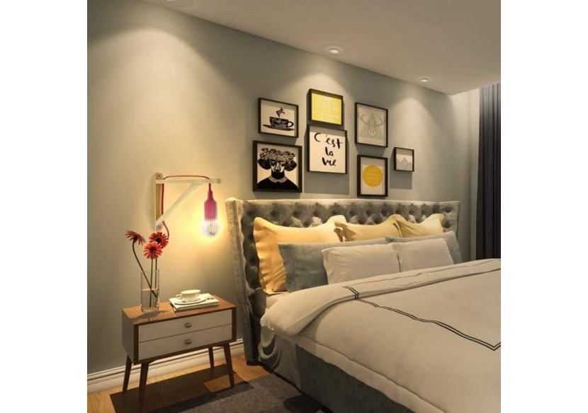 Applique scandinave murale "YOJO"-Cadre en bois et suspension en silicone - LN123-R - Barcelona LED