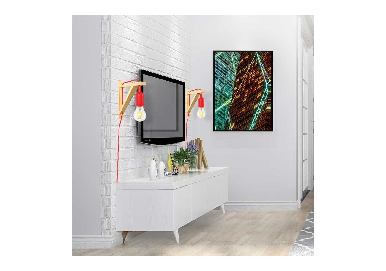 Applique scandinave murale "YOJO"-Cadre en bois et suspension en silicone - LN123-R - Barcelona LED