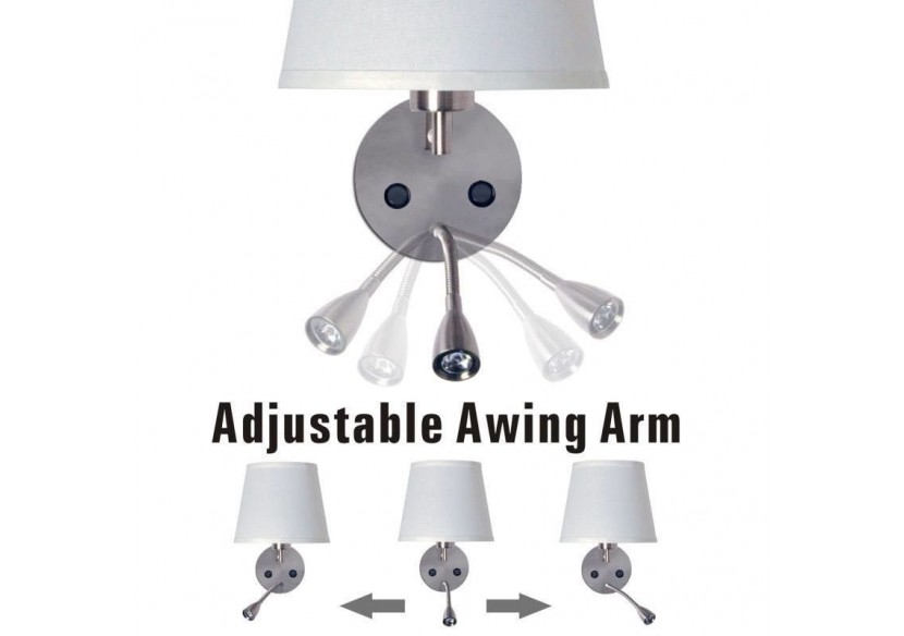 Applique murale "PAIR" E27 avec liseuse LED 3W - L3022-P1 - Barcelona LED