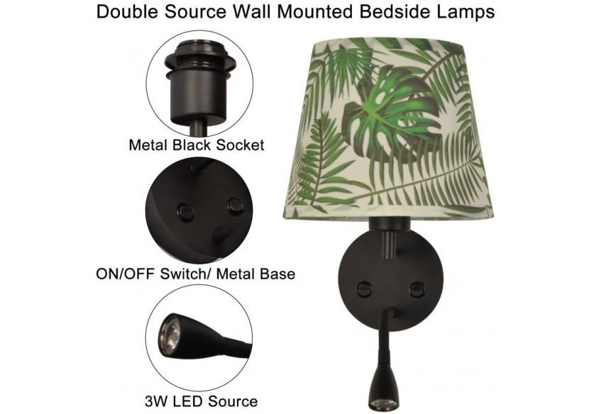 Applique murale "PAIR" E27 avec liseuse LED 3W - L3022-V1 - Barcelona LED