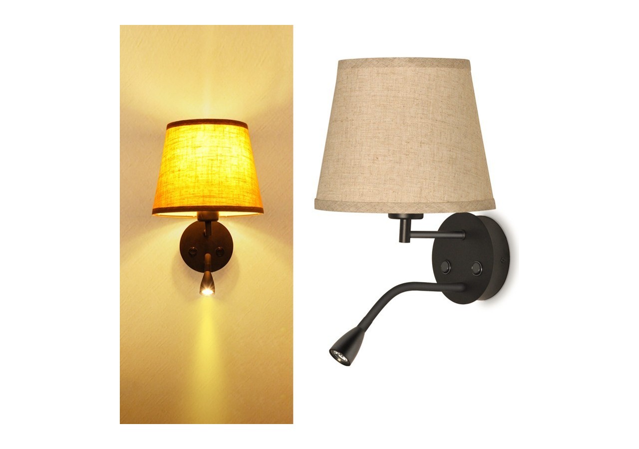 Applique murale "PAIR" E27 avec liseuse LED 3W - L3022-M1 - Barcelona LED