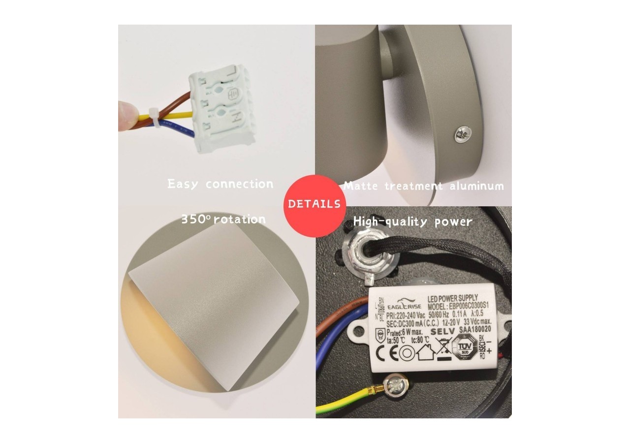 Applique murale LED 6W "Kop" - LN1540-1G - Barcelona LED