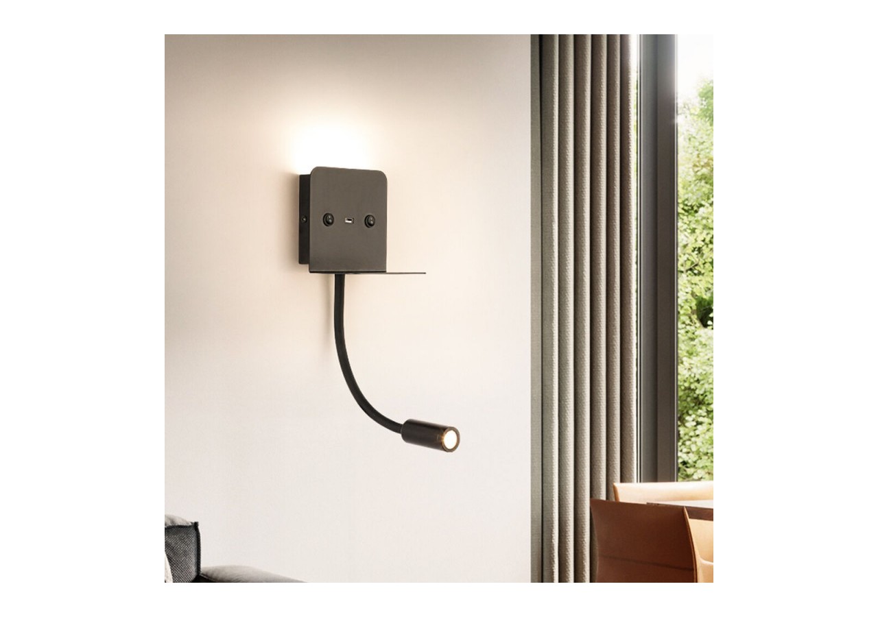 Applique murale + liseuse led "Slange" 3W avec port usb - LN1510-N-USB1 - Barcelona LED