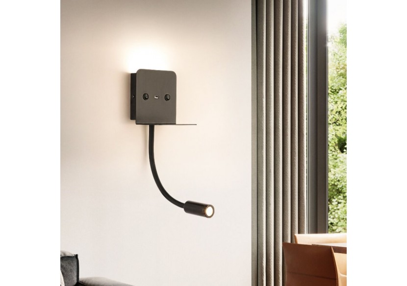Applique murale + liseuse led "Slange" 3W avec port usb - LN1510-N-USB1 - Barcelona LED