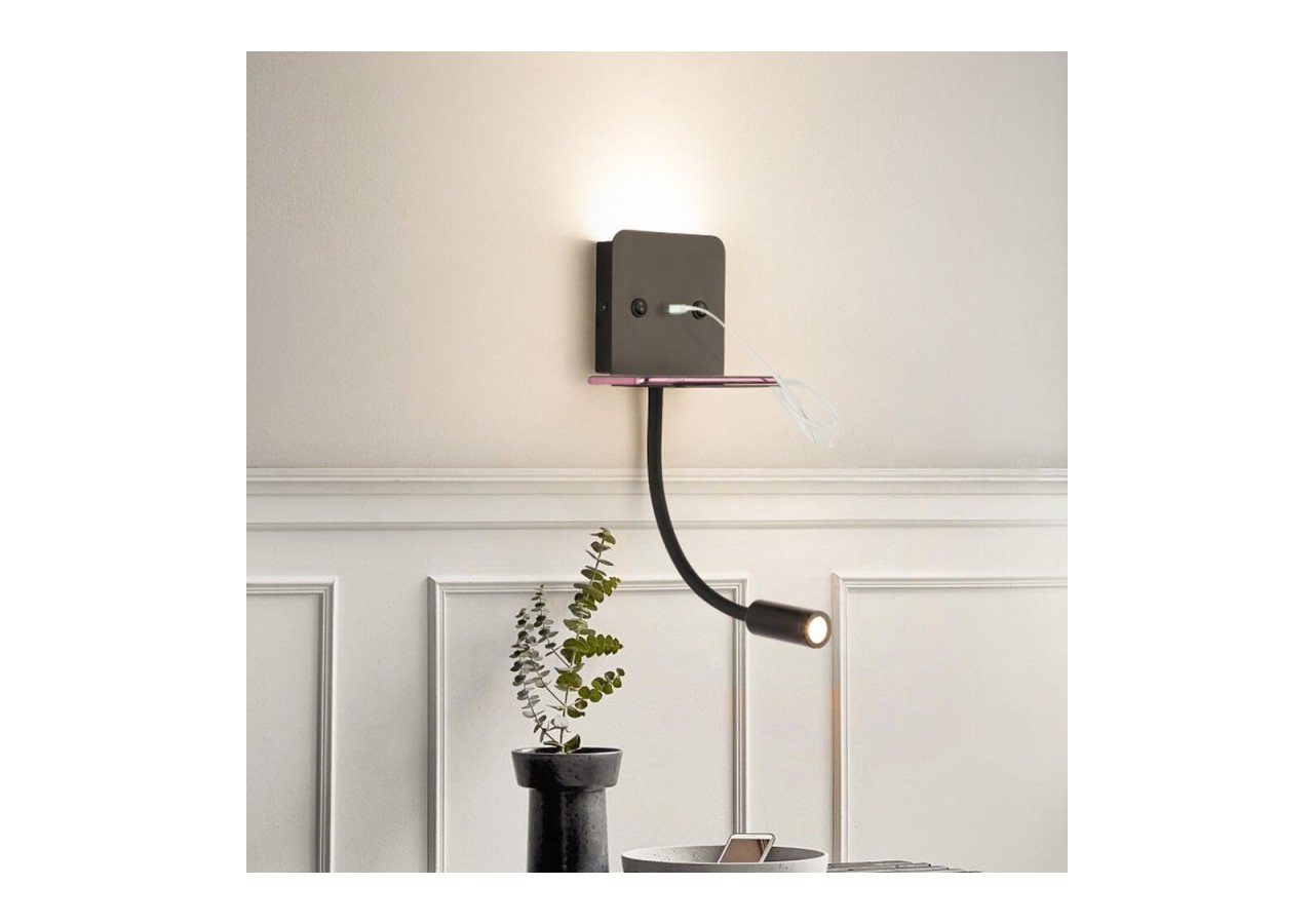 Applique murale + liseuse led "Slange" 3W avec port usb - LN1510-N-USB1 - Barcelona LED