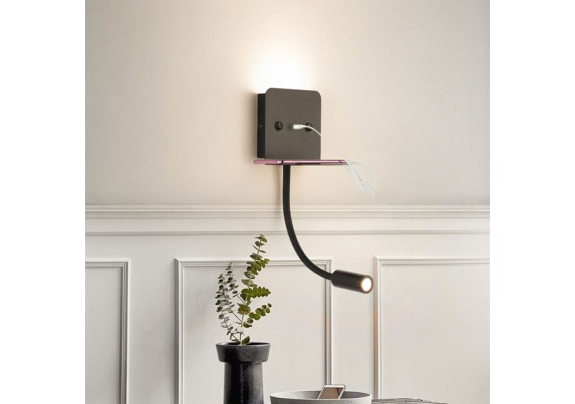 Applique murale + liseuse led "Slange" 3W avec port usb - LN1510-N-USB1 - Barcelona LED