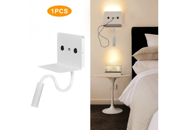 Applique murale + liseuse led "Slange" 3W avec port usb - LN1510-B-USB1 - Barcelona LED 2