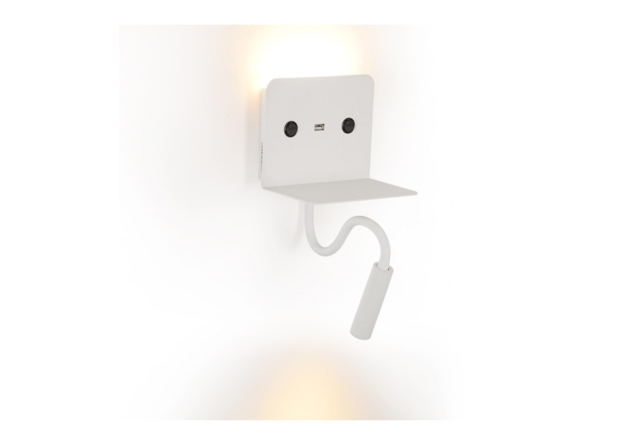 Applique murale + liseuse led "Slange" 3W avec port usb - LN1510-B-USB1 - Barcelona LED