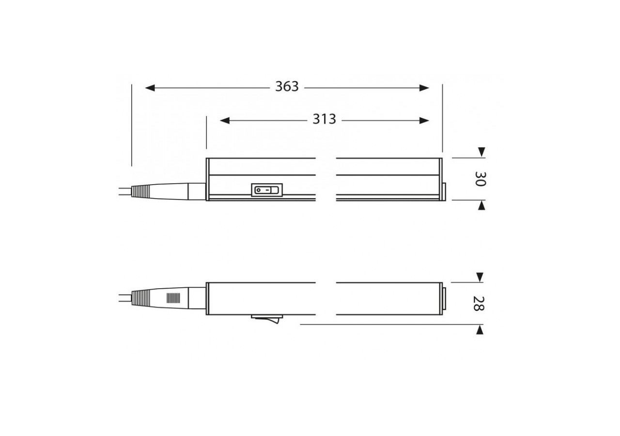 Réglette LED T5 30cm 4W 340lm - B1780-5-30OPBN1 - Barcelona LED